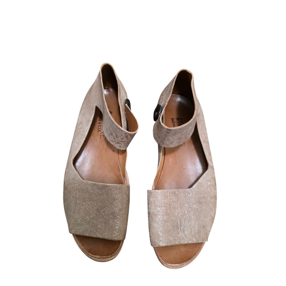 GYDWOQ Women's Tan Leather Ankle Strap Sandals Open Toe Size 37